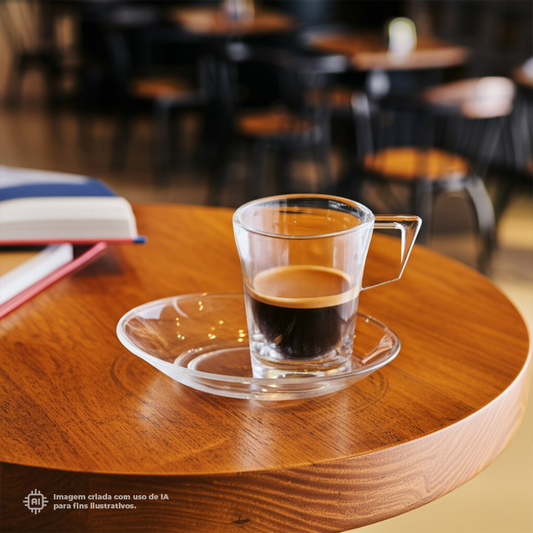 Chávena Café com Pires Liffe Transparente 9cl