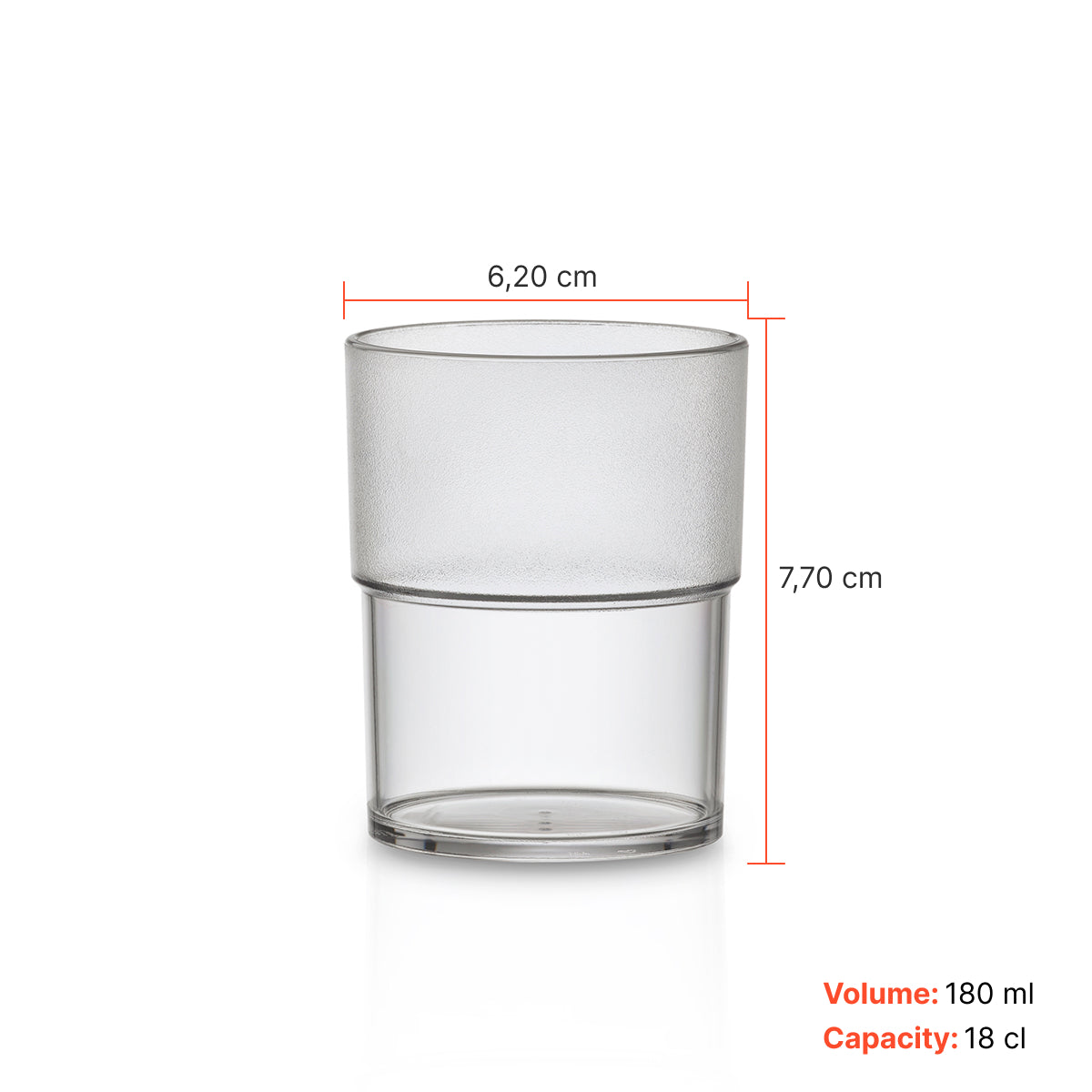 Copo transparente ECO Liffe de 18 cl, ideal para uso diário e eventos.