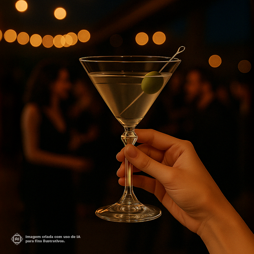 Copo Daiquiri Liffe Transparente 20 cl com um martini e uma azeitona