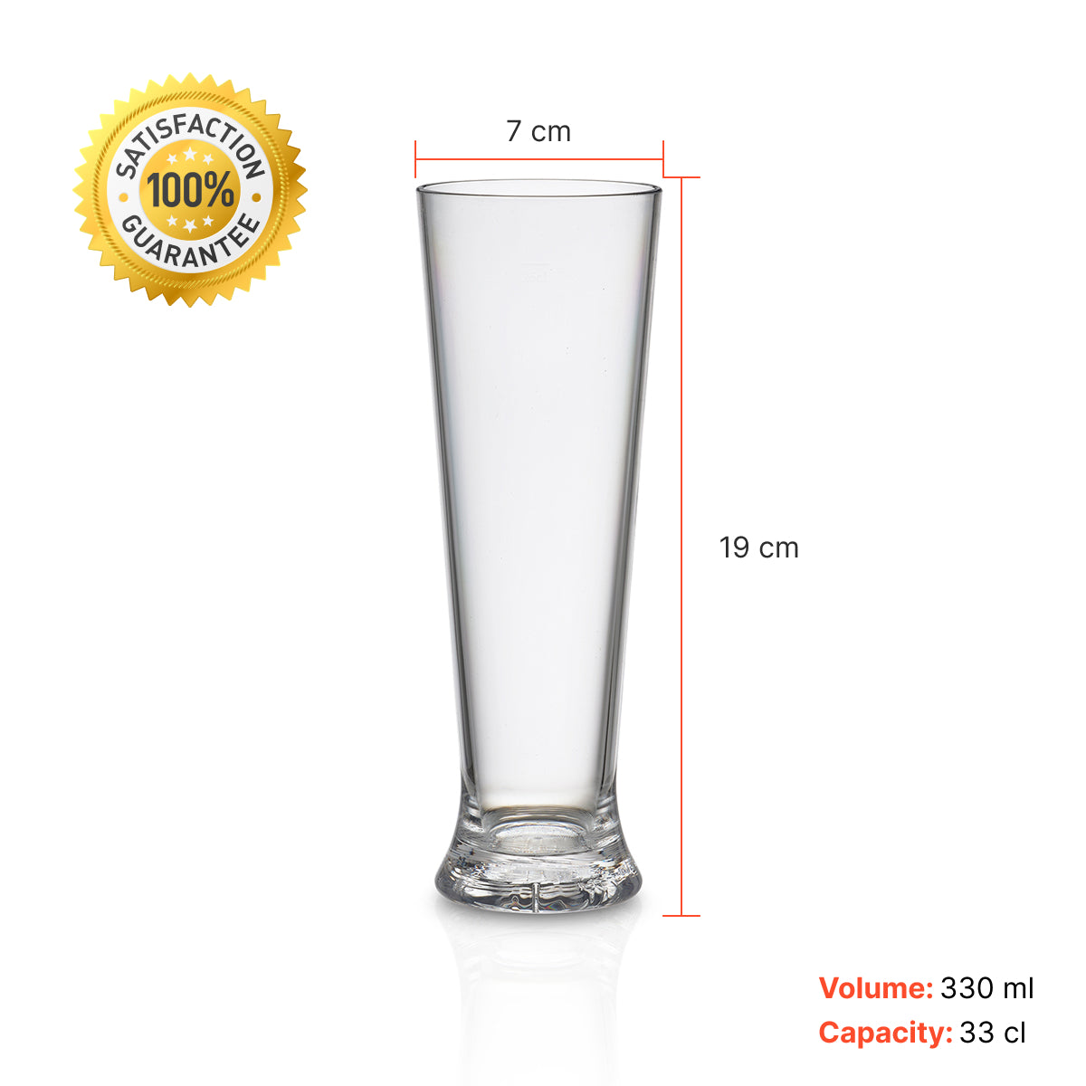 Copo Imperial Liffe Transparente 33 cl com medidas de 19 cm de altura e 7 cm de diâmetro