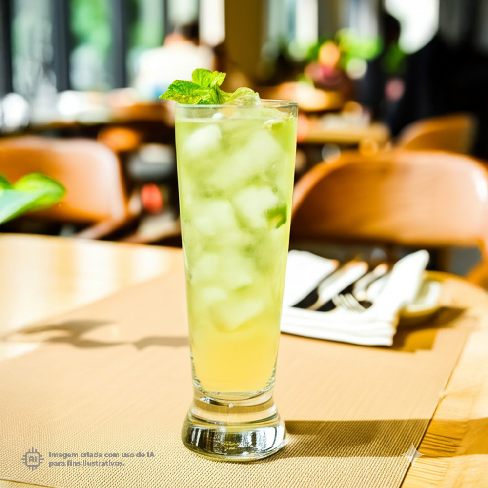 Copo Imperial Liffe Transparente 33 cl com bebida refrescante e gelo