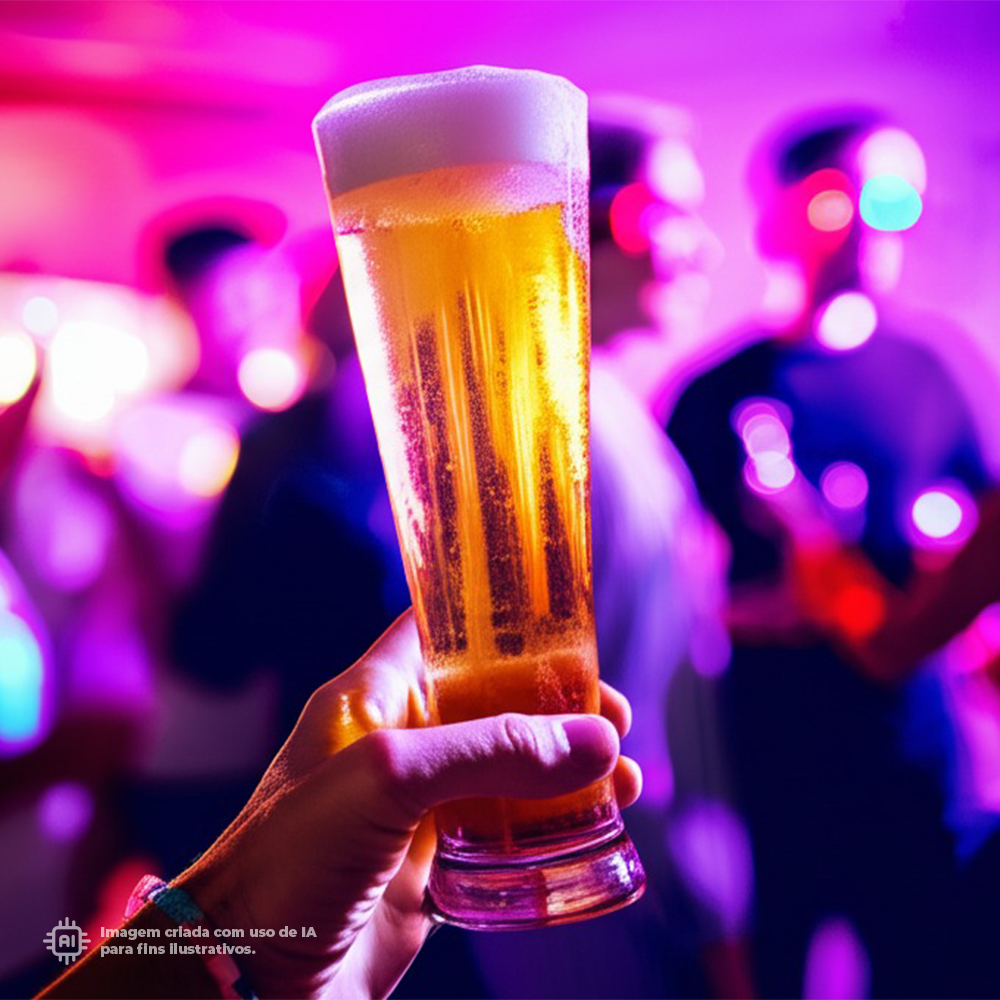 Copo Imperial Liffe Transparente 33 cl cheio de cerveja em um bar