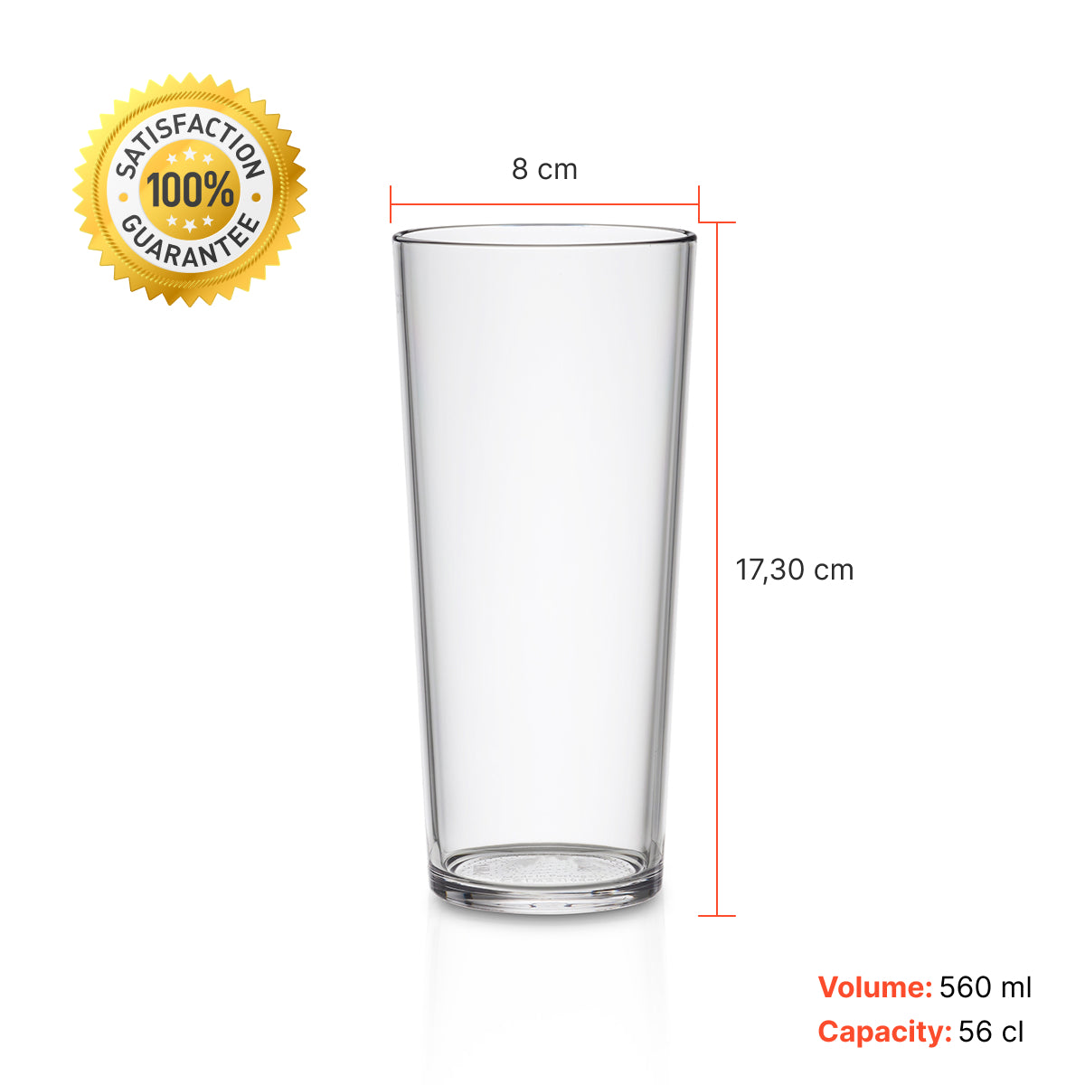 Copo Pint Liffe Transparente 56 cl com medidas e capacidade