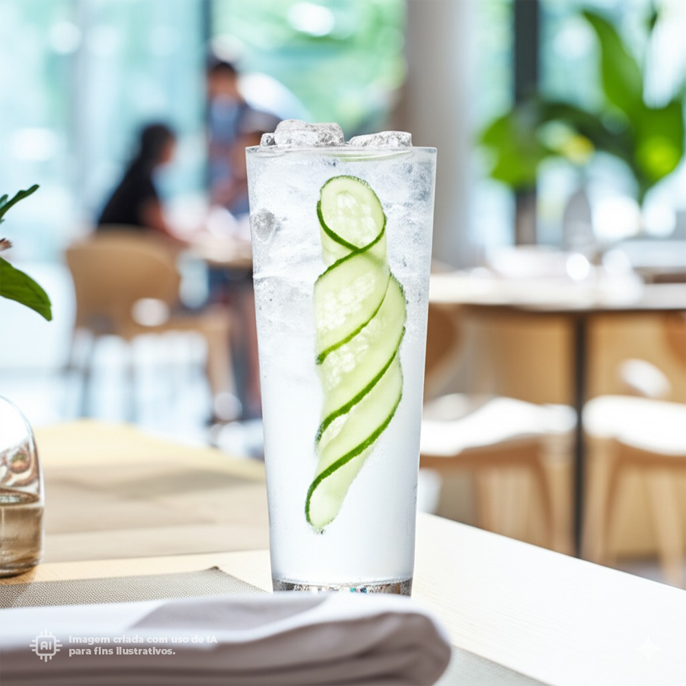 Copo Pint Liffe Transparente 56 cl com fatias de pepino e gelo