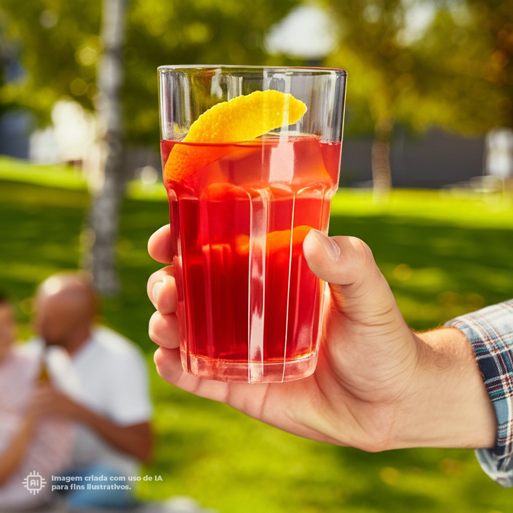 Copo Standard Liffe Transparente 30 cl com sumo vermelho e fatia de limão