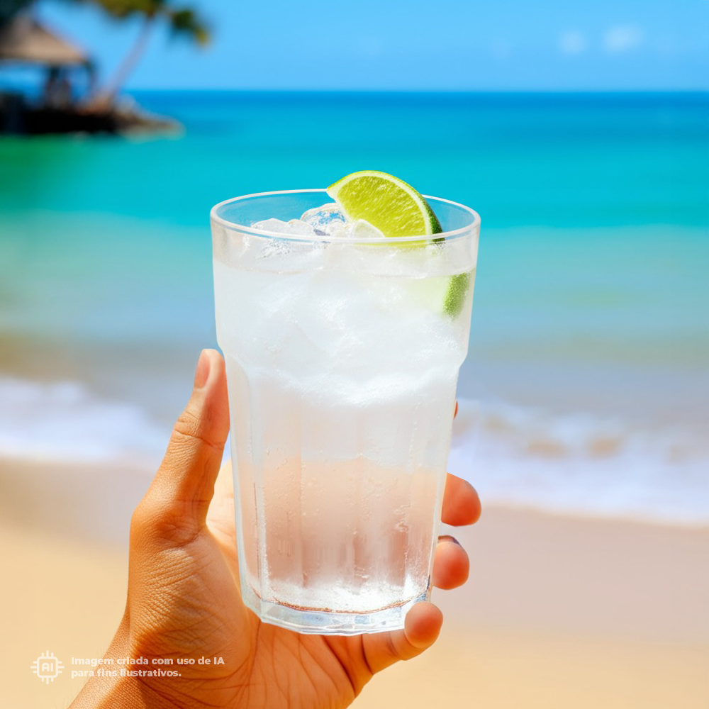 Copo Standard Liffe Transparente 30 cl com limonada na praia