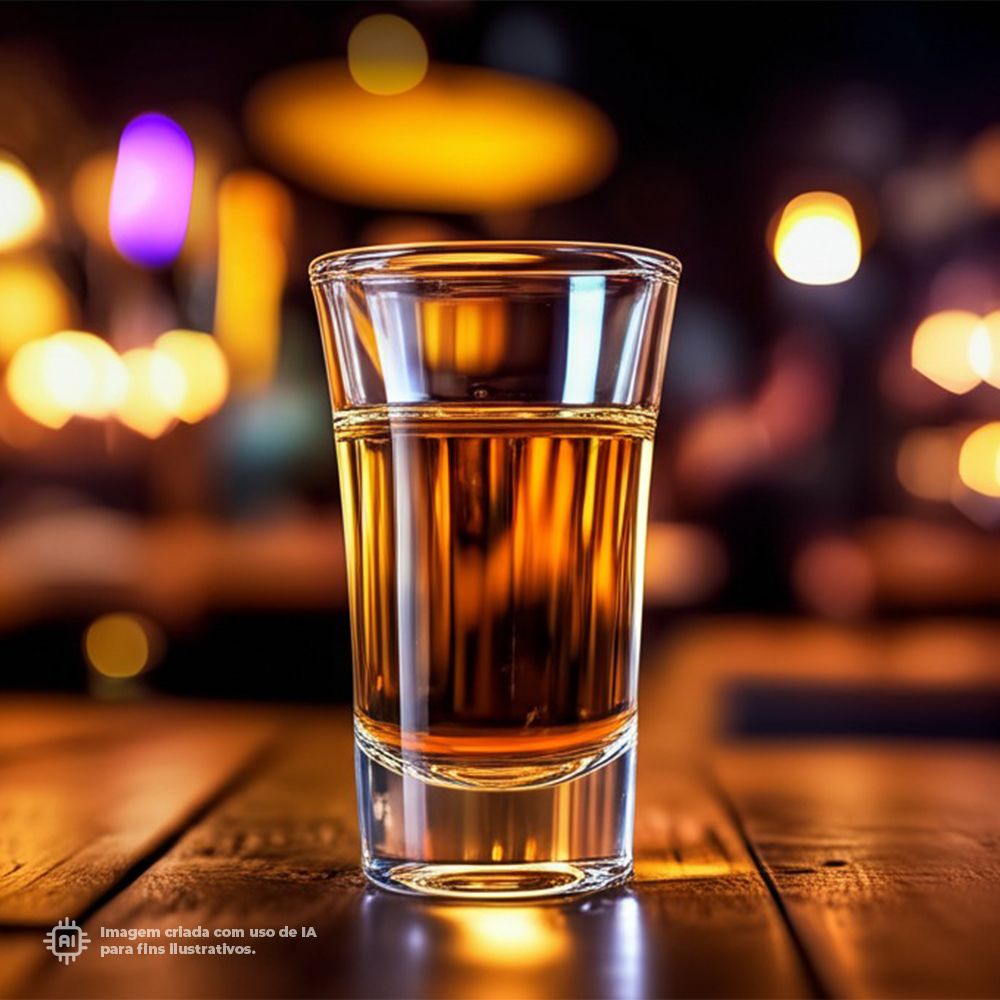 Copo shot transparente Liffe de 5 cl em um bar noturno