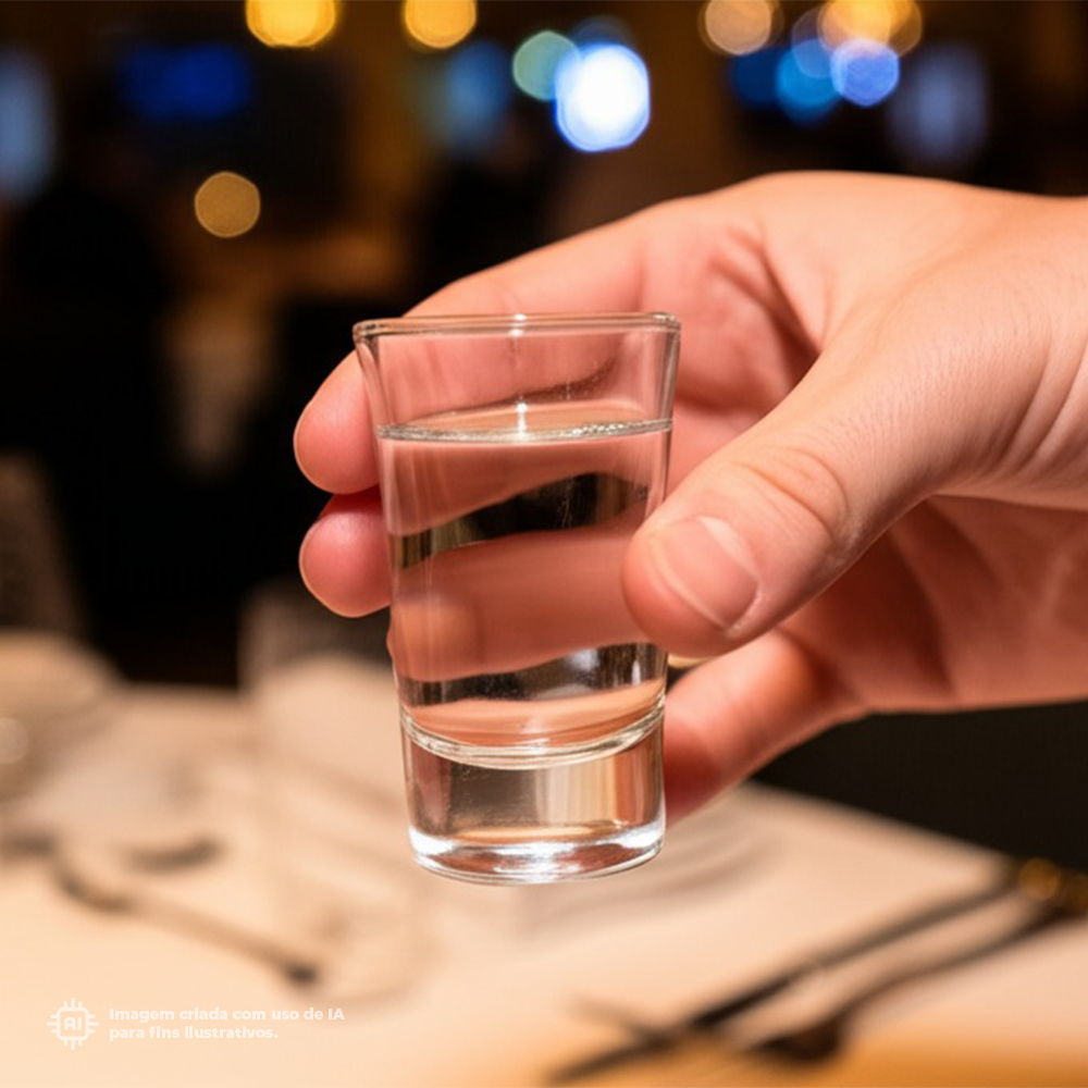 Copo shot transparente Liffe de 5 cl cheio de água