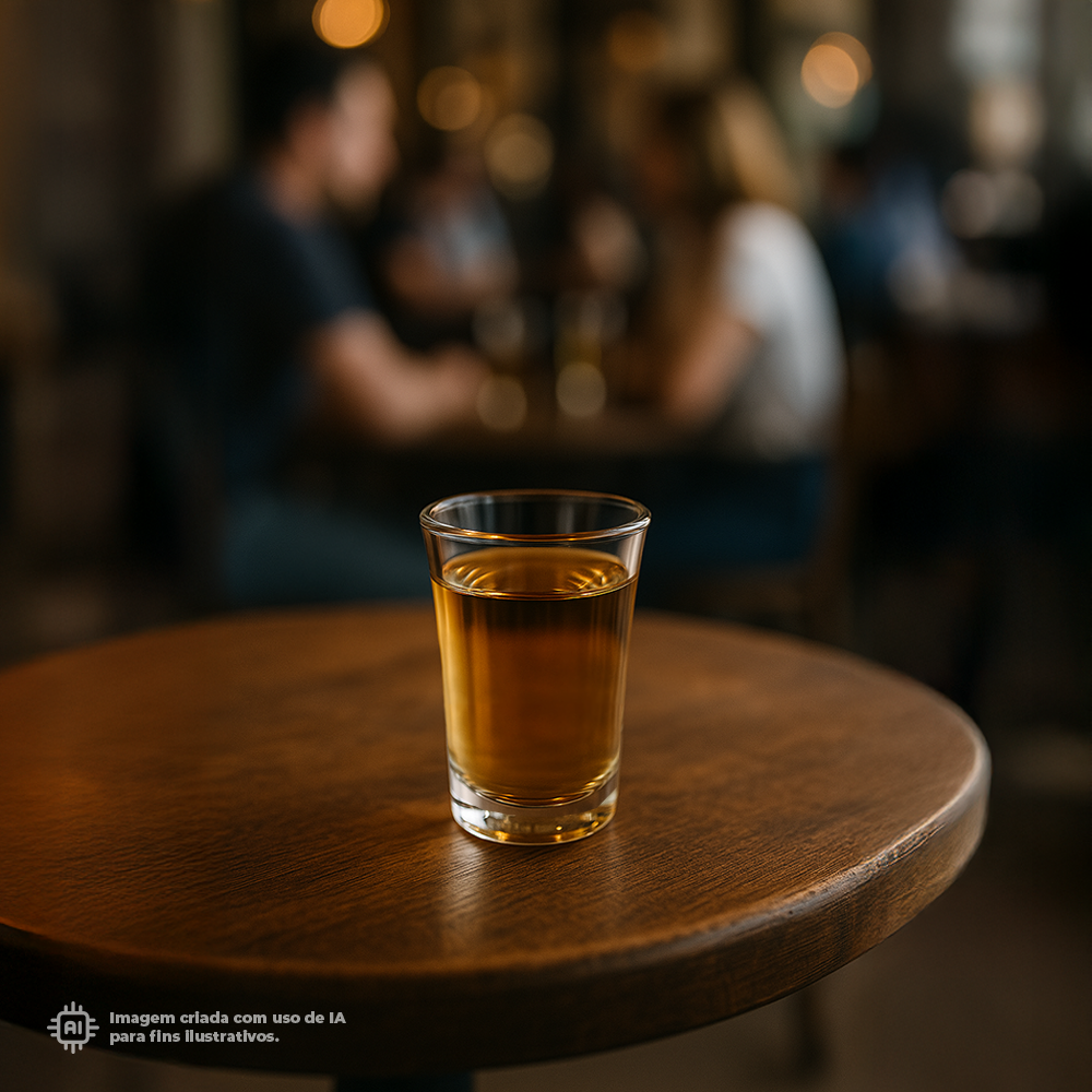 Copo shot transparente Liffe de 3 cl sobre mesa de madeira