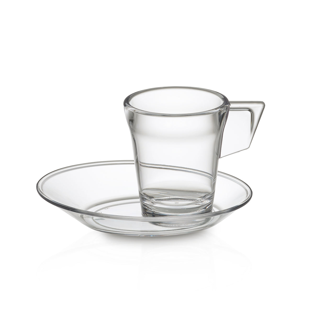 Chávena Café com Pires Liffe Transparente 9 cl no fundo branco