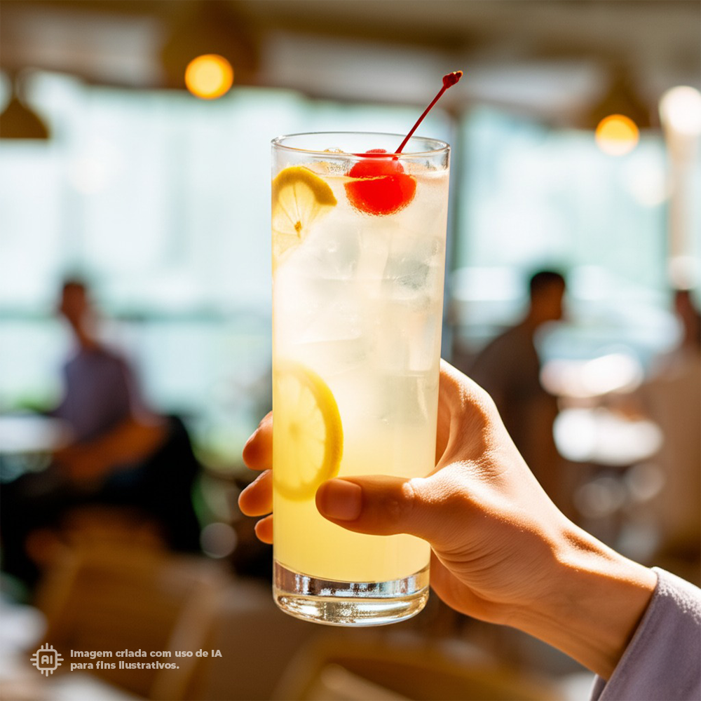 Copo Tubo Liffe Transparente 33 cl com limonada e cereja