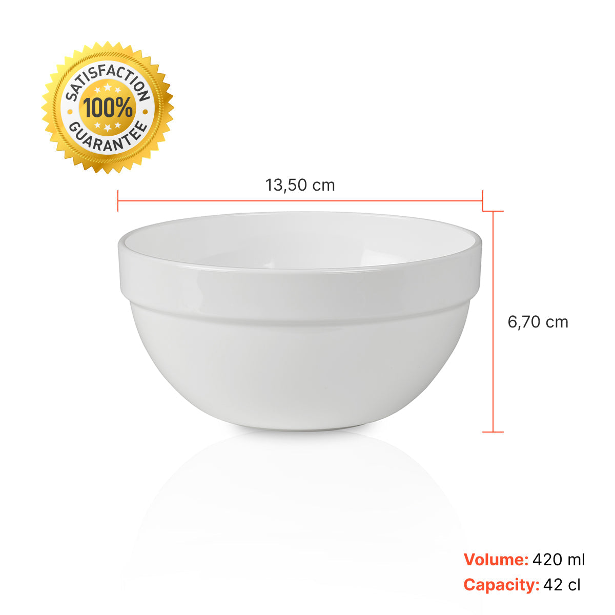 Bowl Liffe Branca 42 cl com medidas de 13,50 cm de diâmetro e 6,70 cm de altura