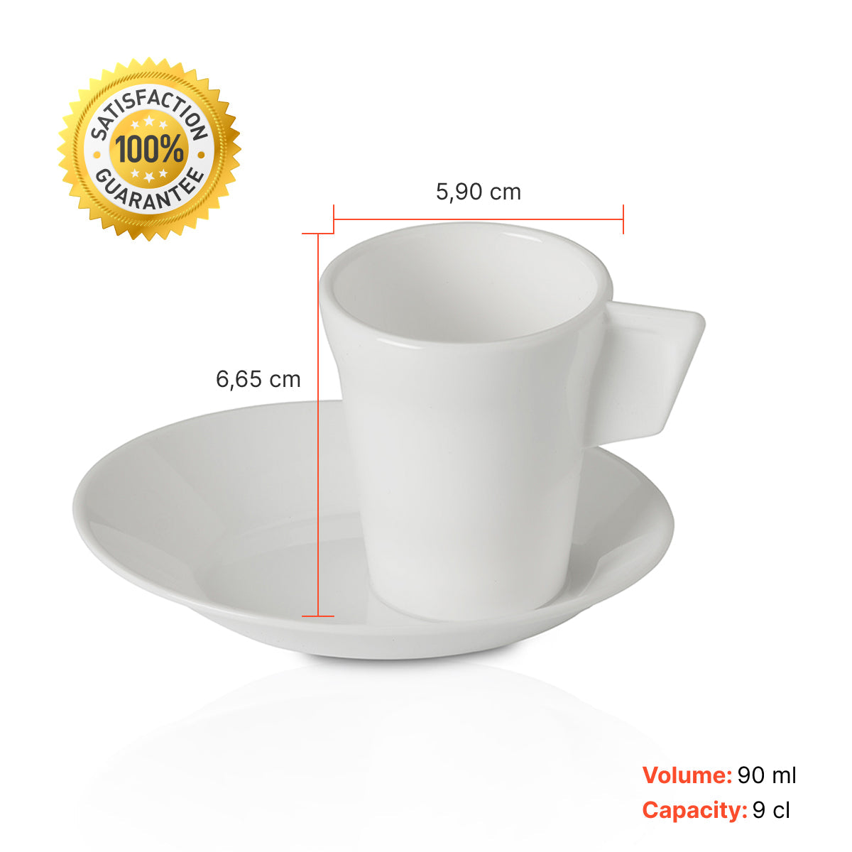 Chávena de café Liffe com pires branco de 9 cl em cerâmica