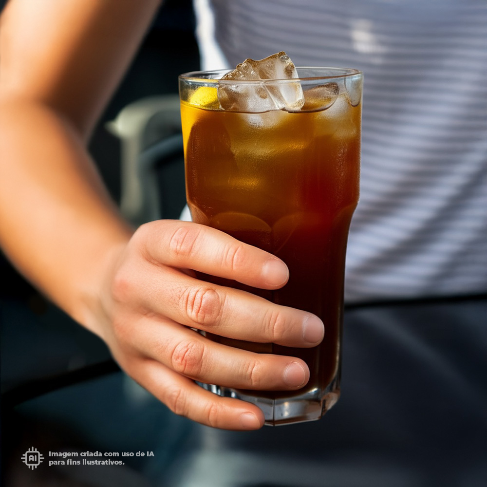 Copo Graniti Liffe Transparente 33 cl cheio de gelo e limonada