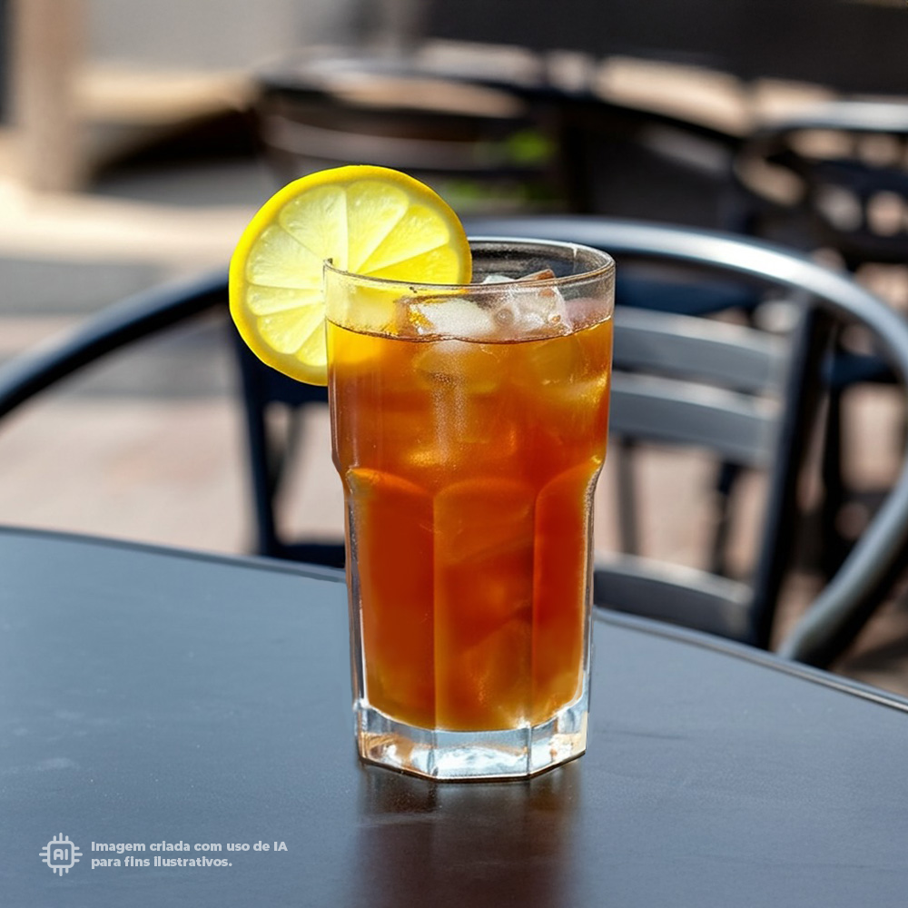 Copo Graniti Liffe Transparente 33 cl com chá gelado e limão