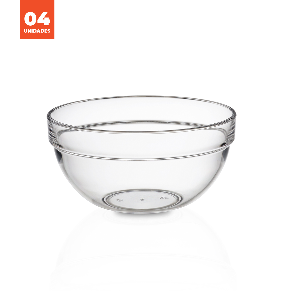 Kit Bowl Liffe Transparente 42cl em vidro, ideal para uso diário.