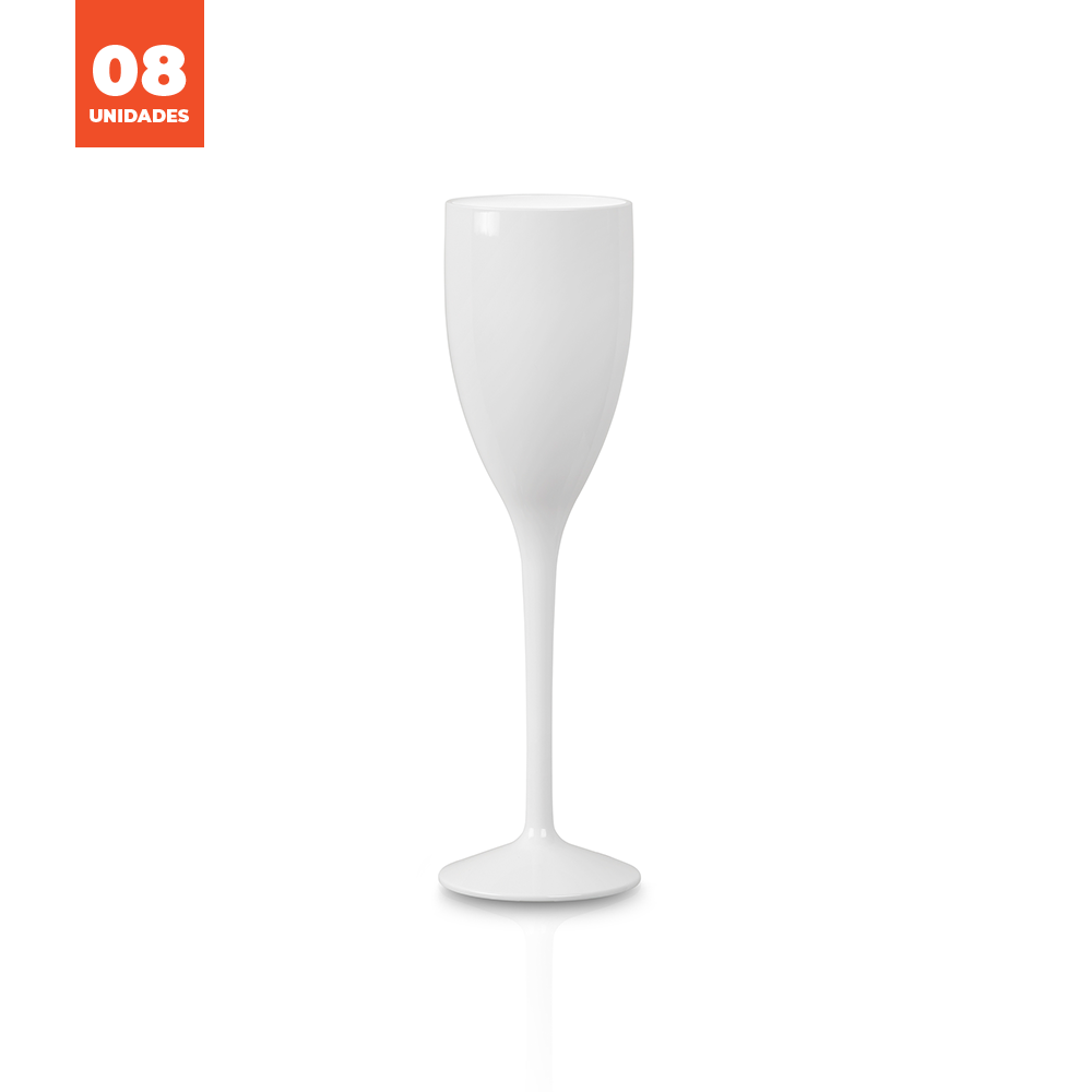 Kit de 8 copos de champanhe brancos Liffe de 12cl, perfeitos para festas