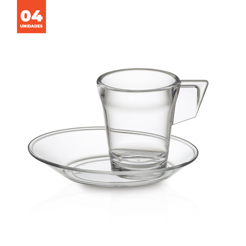 Kit Chávena Café com Pires Liffe Transparente 9cl