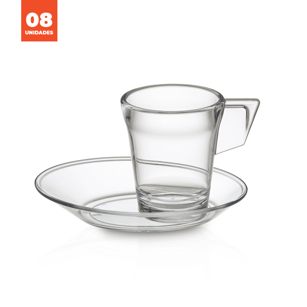 Kit Chávena Café com Pires Liffe Transparente 9cl